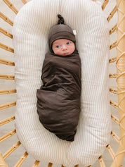 Brown Ribbed Bamboo Stretch Swaddle