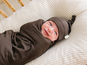 Brown Ribbed Bamboo Stretch Swaddle