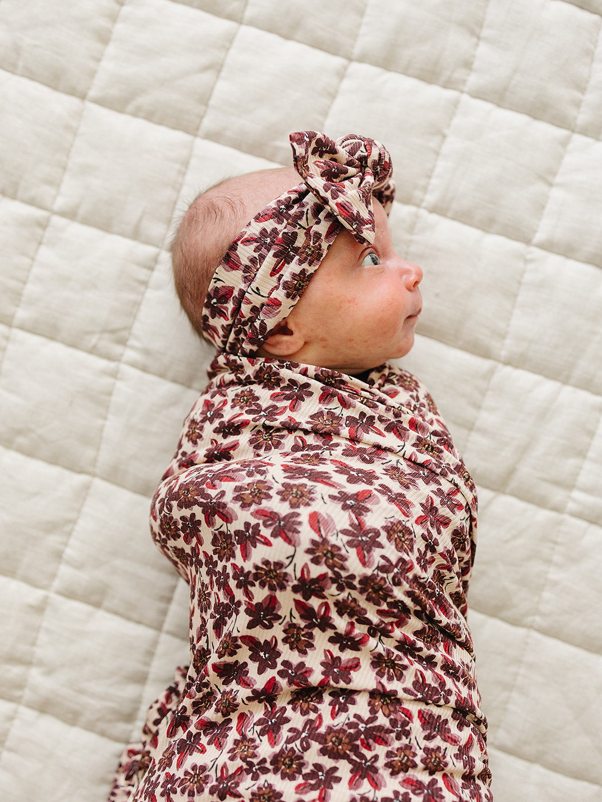 Antique Floral Ribbed Bamboo Stretch Swaddle