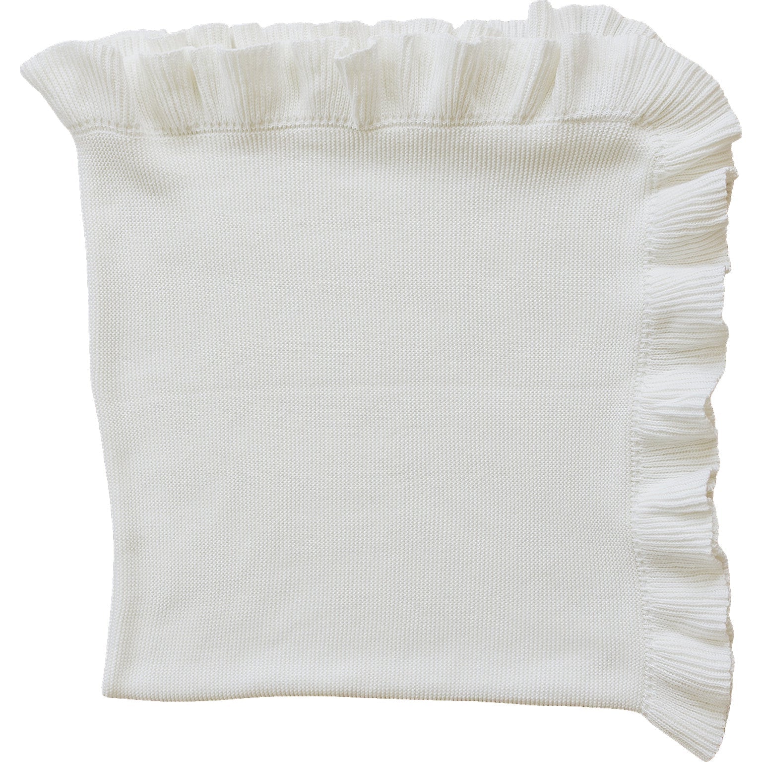 White Ruffle Knit Blanket