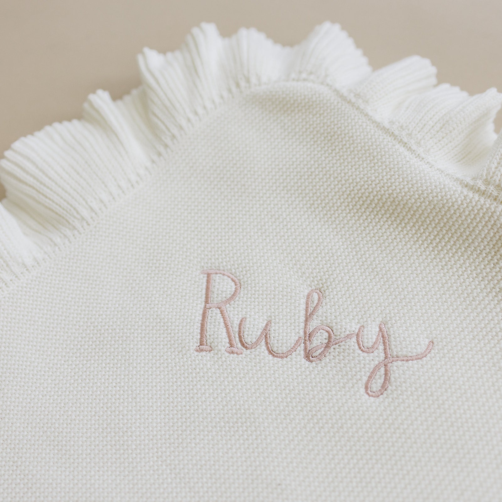 White Ruffle Knit Blanket