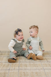 Green Ruffle Knit Overalls