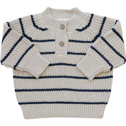 Stripe Button Knit Sweater
