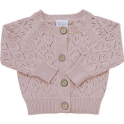 Pink Pointelle Button Down Cardigan