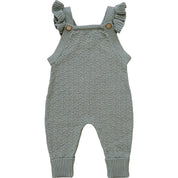 Green Ruffle Knit Overalls