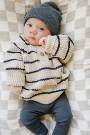 Stripe Button Knit Sweater