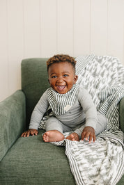 Forrest + Green Stripes Muslin Quilt