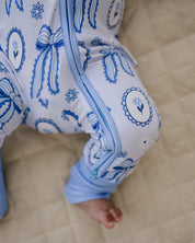 Bamboo Zip Romper | Blue Bow