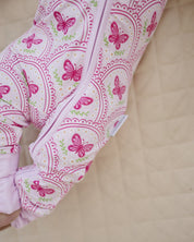 Bamboo Zip Romper | Pink Butterfly