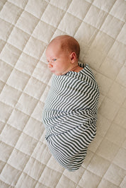 Green Stripes Muslin Swaddle Blanket