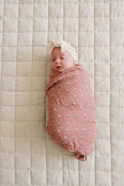 Vintage Pink Floral Muslin Swaddle Blanket