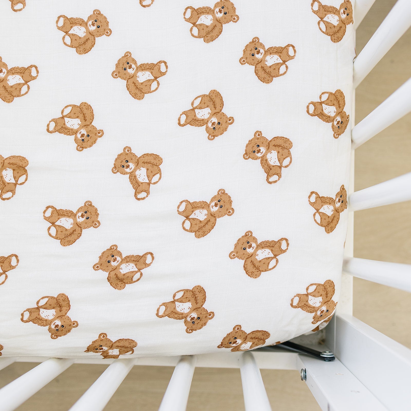 Teddy Bear Muslin Crib Sheet