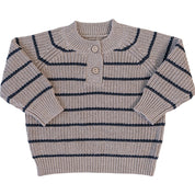 Brown + Charcoal Stripe Knit Sweater