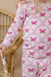 Bamboo Two Piece Set | Pink Butterfly