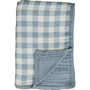 Dusty Blue Gingham Twin Muslin Quilt