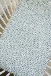 Blue Blossom Muslin Crib Sheet