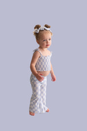 CLOUDY CHECKERS DREAM SMOCKED FLARE SET