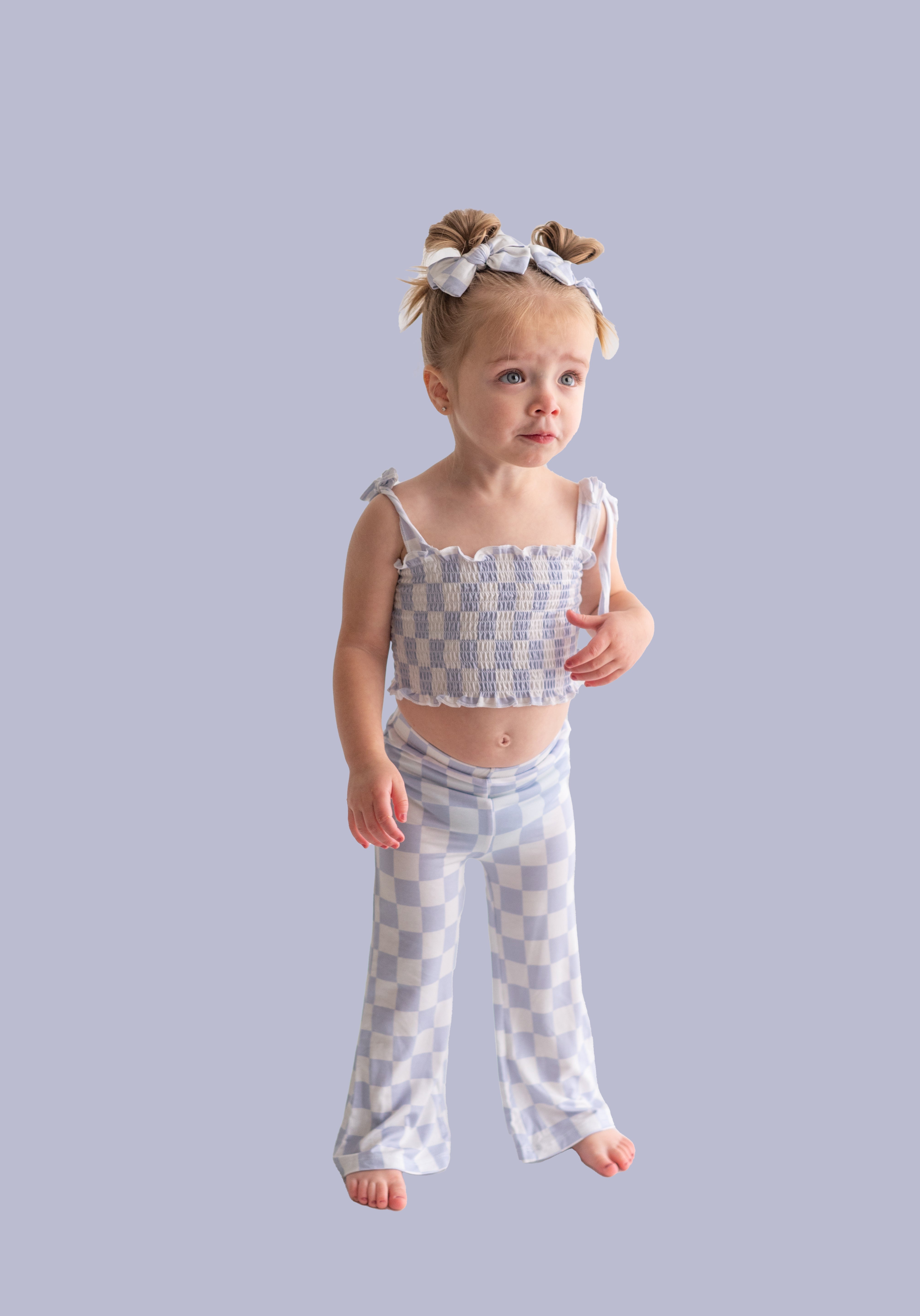 CLOUDY CHECKERS DREAM SMOCKED FLARE SET