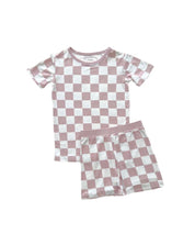 Bamboo Two Piece Shorts Set | Latte Checkered