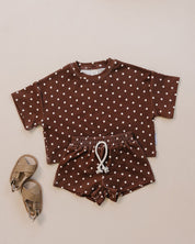 Shorts Set | Brown Polka Dots
