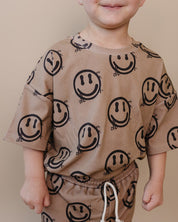 Shorts Set | Brown Smiley Face