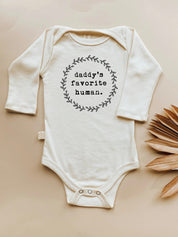 Daddy's Favorite Human Organic Cotton Baby Bodysuit Long Sleeve