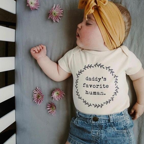 Daddy's Favorite Human Organic Cotton Baby Bodysuit Short Sleeve