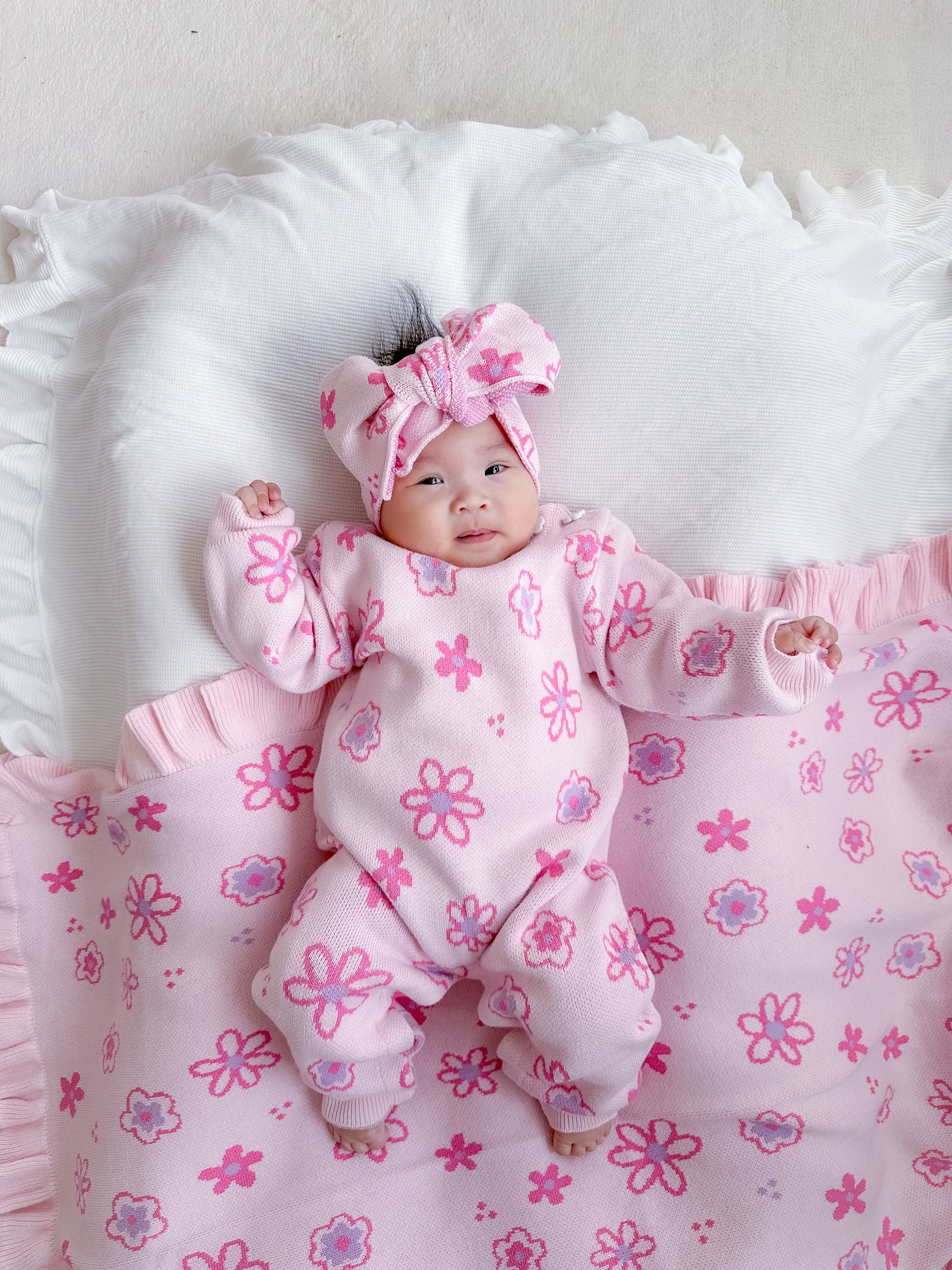 Wildflower Dreams Ruffle Baby Blanket - Powder Pink