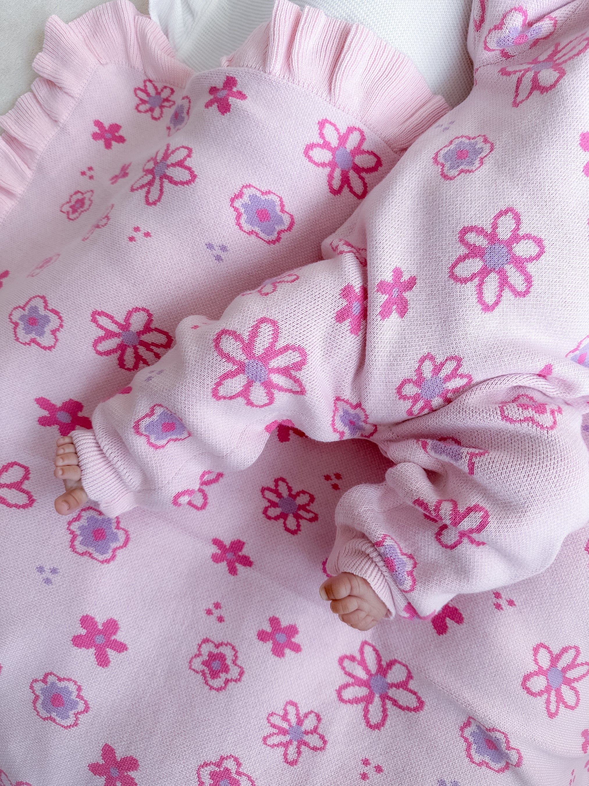 Wildflower Dreams Ruffle Baby Blanket - Powder Pink