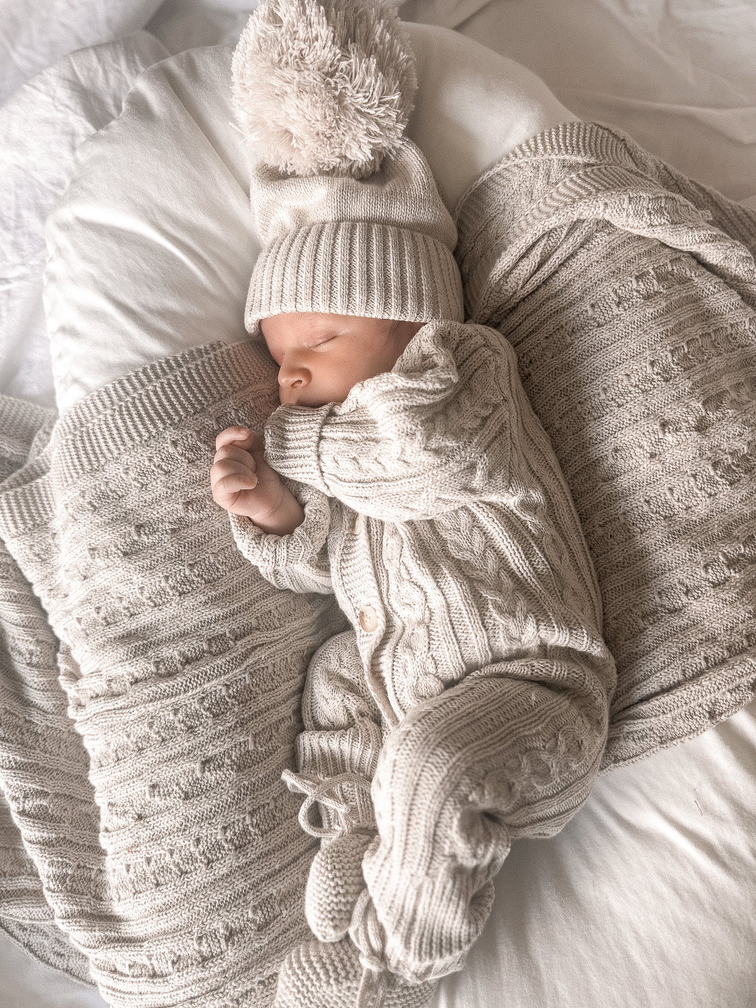Luna + Luca Classic Cable Knit Baby Blanket - Natural