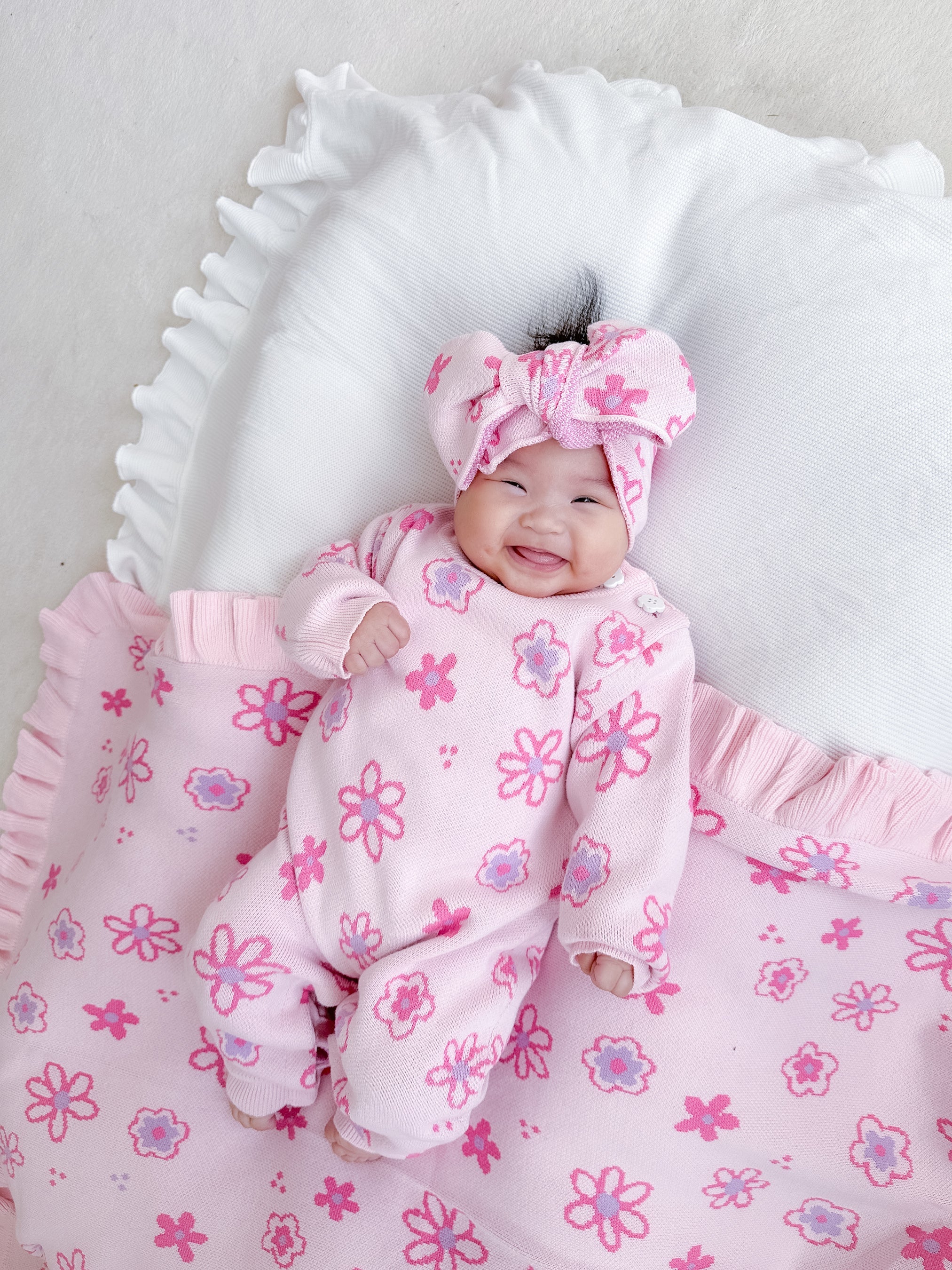 Wildflower Dreams Ruffle Baby Blanket - Powder Pink