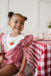 Gingham Strawberry Bubble Romper