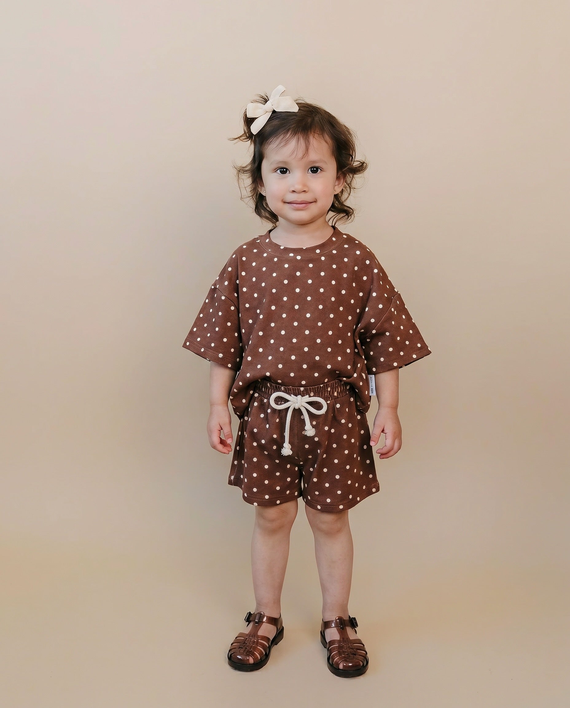 Shorts Set | Brown Polka Dots