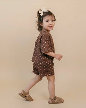 Shorts Set | Brown Polka Dots