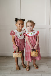 Gingham Strawberry Bubble Romper