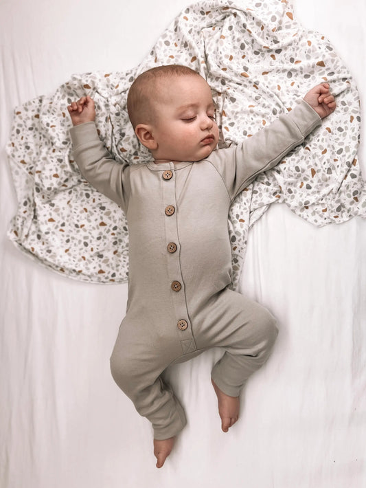 Beckett (long sleeve) Romper | Cement
