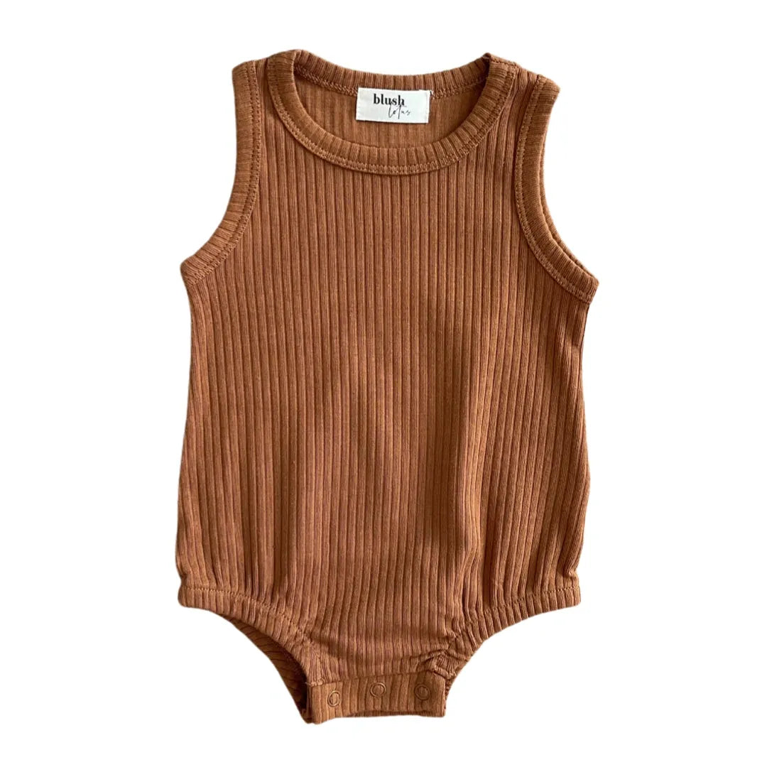 Ribbed Bodysuit - SLEEVELESS - Cognac