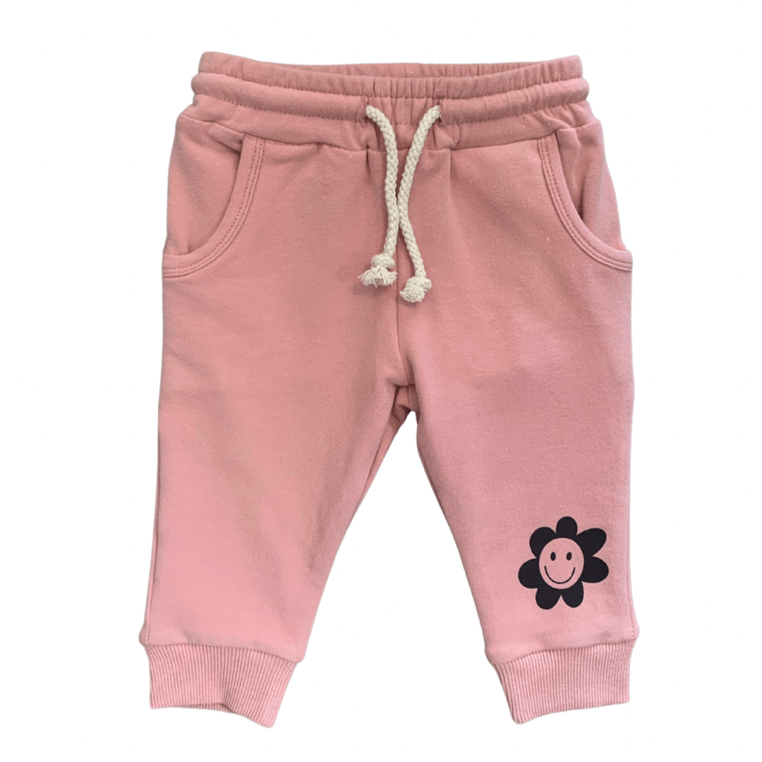Smiley Flower Joggers | Dusty Pink