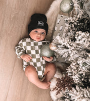 Checkered Bubble Romper - Spruce